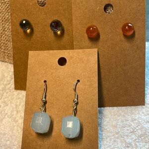 💐5/25 3 pair classic classy earring glass peach balls color changing disco stud